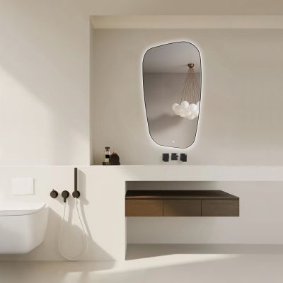 Ars Longa Inspiro lustro 58x109 cm z oświetleniem czarne LED-INSPIRO58109-C