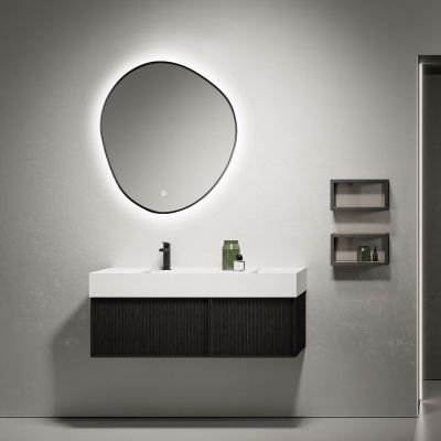 Ars Longa Kare lustro 75x88 cm z oświetleniem czarne LED-KARE7588-C