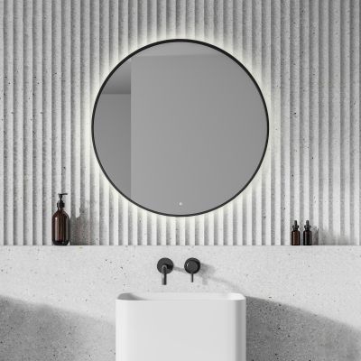 Ars Longa Lumio lustro 80 cm okrągłe z oświetleniem czarne LED-LUMIO80-C