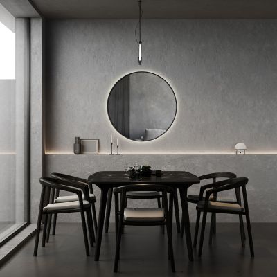 Ars Longa Lumio lustro 80 cm okrągłe z oświetleniem czarne LED-LUMIO80-C