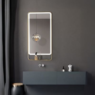 Ars Longa Venti lustro 55x110 cm prostokątne z oświetleniem złote LED-VENTI55110-Z