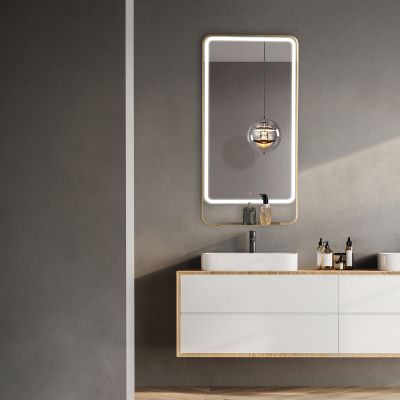 Ars Longa Venti lustro 55x110 cm prostokątne z oświetleniem złote LED-VENTI55110-Z