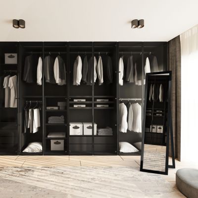 Ars Longa Slim lustro stojące 39,8x159,8 cm prostokątne czarny połysk LS-SLIM32152-C