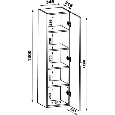 Megstyl Arcos szafka 34,5x31,8x130 cm boczna wisząca biała 2418