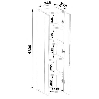 Megstyl Aspen szafka 34,5x31,8x130 cm boczna wisząca kaszmir 2422