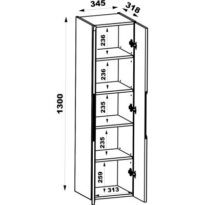 Megstyl Avella szafka 34,5x31,8x130 cm boczna wisząca czarna-orzech 2425