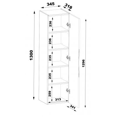 Megstyl Stella szafka 34,5x31,8x130 cm boczna wisząca orzech 2447