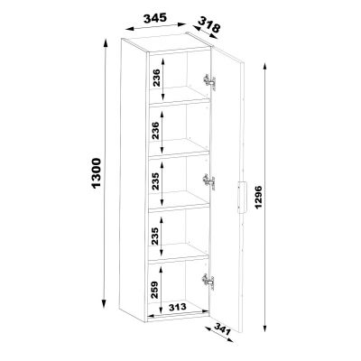 Megstyl Etna szafka 34,5x31,8x130 cm boczna wisząca kaszmir 2467