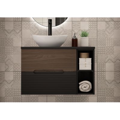 Megstyl Avella szafka 60x45,8x50 cm podumywalkowa wisząca czarna-orzech 2516