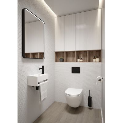 Oltens Nordlis lustro 60x80 cm prostokątne z oświetleniem z przodu z matą grzewczą czarny 64116300