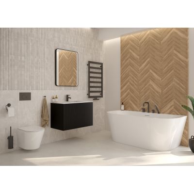 Oltens Nordlis lustro 60x80 cm prostokątne z oświetleniem z przodu z matą grzewczą czarny 64116300