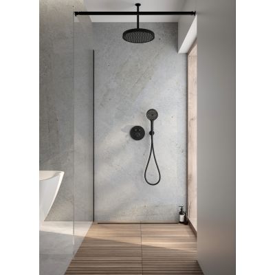 Oltens Regna deszczownica 32x32 cm okrągła czarny mat 37009300