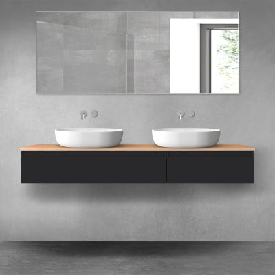 Oltens Vernal zestaw mebli łazienkowych 160 cm z blatem czarny mat/dąb 68356300