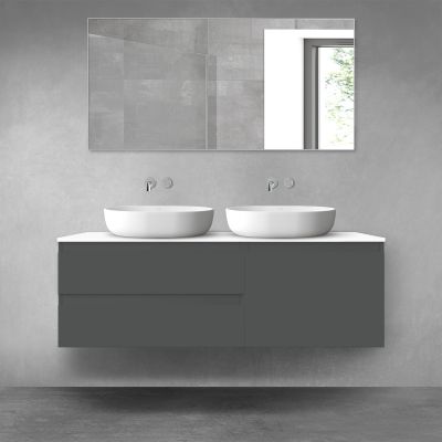 Oltens Vernal zestaw mebli łazienkowych 140 cm z blatem grafit mat/biały połysk 68294400