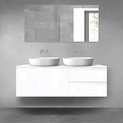 Oltens Vernal zestaw mebli łazienkowych 140 cm z blatem biały połysk 68296000