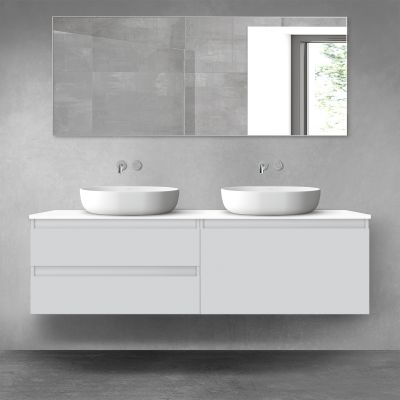 Oltens Vernal zestaw mebli łazienkowych 160 cm z blatem szary mat/biały połysk 68365700