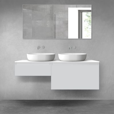 Oltens Vernal zestaw mebli łazienkowych 140 cm z blatem szary mat/biały połysk 68306700