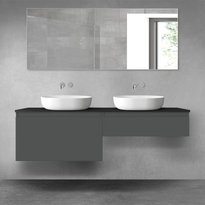 Oltens Vernal zestaw mebli łazienkowych 160 cm z blatem grafit mat/czarny mat 68372400