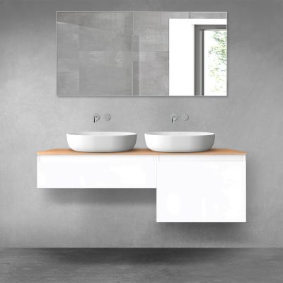 Oltens Vernal zestaw mebli łazienkowych 140 cm z blatem biały połysk/dąb 68309000