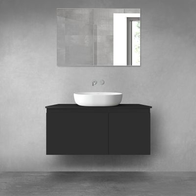 Oltens Vernal zestaw mebli łazienkowych 100 cm z blatem czarny mat 68247300