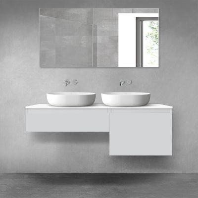 Oltens Vernal zestaw mebli łazienkowych 140 cm z blatem szary mat/biały połysk 68310700