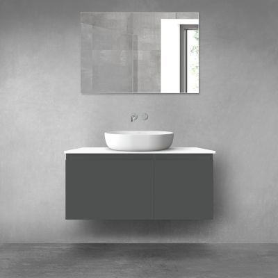 Oltens Vernal zestaw mebli łazienkowych 100 cm z blatem grafit mat/biały połysk 68253400