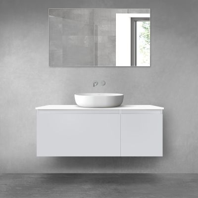 Oltens Vernal zestaw mebli łazienkowych 120 cm z blatem szary mat/biały połysk 68254700