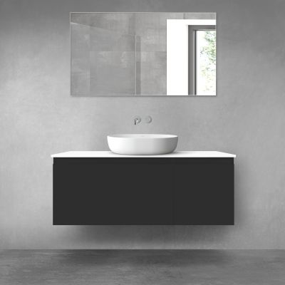 Oltens Vernal zestaw mebli łazienkowych 120 cm z blatem czarny mat/biały połysk 68254300