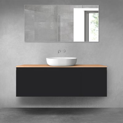 Oltens Vernal zestaw mebli łazienkowych 140 cm z blatem czarny mat/dąb 68314300