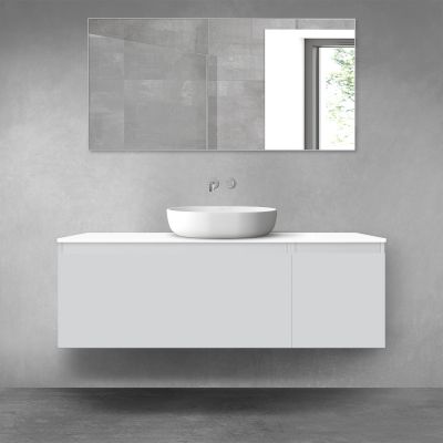 Oltens Vernal zestaw mebli łazienkowych 140 cm z blatem szary mat/biały połysk 68316700