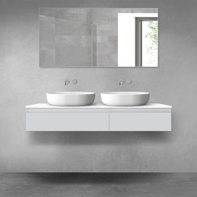 Oltens Vernal zestaw mebli łazienkowych 140 cm z blatem szary mat/biały połysk 68322700