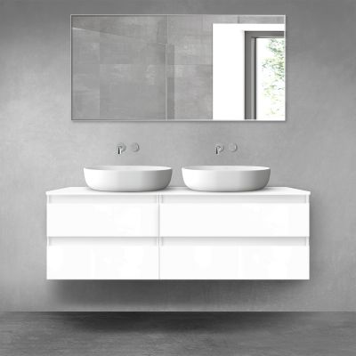 Oltens Vernal zestaw mebli łazienkowych 140 cm z blatem biały połysk 68257000