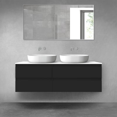 Oltens Vernal zestaw mebli łazienkowych 140 cm z blatem czarny mat/biały połysk 68258300