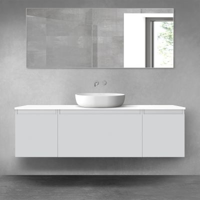 Oltens Vernal zestaw mebli łazienkowych 160 cm z blatem szary mat/biały połysk 68383700