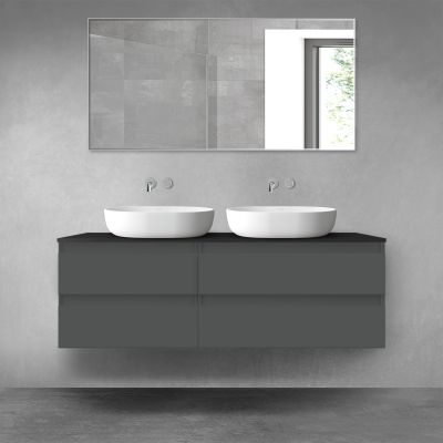 Oltens Vernal zestaw mebli łazienkowych 140 cm z blatem grafit mat/czarny mat 68259400