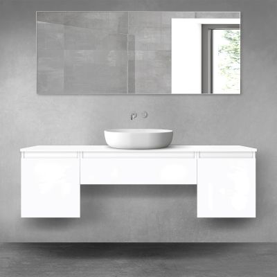 Oltens Vernal zestaw mebli łazienkowych 160 cm z blatem biały połysk 68387000