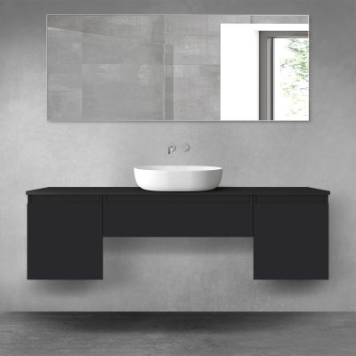 Oltens Vernal zestaw mebli łazienkowych 160 cm z blatem czarny mat 68387300