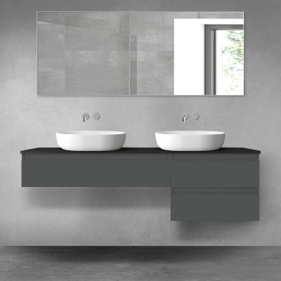 Oltens Vernal zestaw mebli łazienkowych 160 cm z blatem grafit mat/czarny mat 68334400