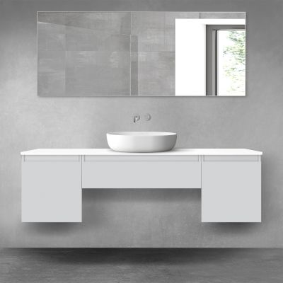Oltens Vernal zestaw mebli łazienkowych 160 cm z blatem szary mat/biały połysk 68393700
