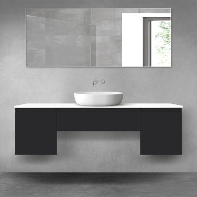 Oltens Vernal zestaw mebli łazienkowych 160 cm z blatem czarny mat/biały połysk 68393300