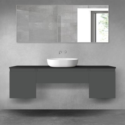 Oltens Vernal zestaw mebli łazienkowych 160 cm z blatem grafit mat/czarny mat 68398400