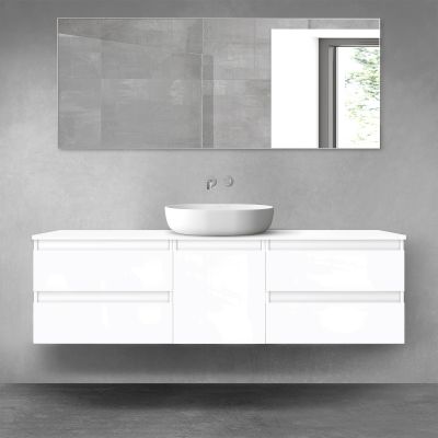 Oltens Vernal zestaw mebli łazienkowych 160 cm z blatem biały połysk 68400000