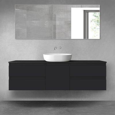 Oltens Vernal zestaw mebli łazienkowych 160 cm z blatem czarny mat 68400300
