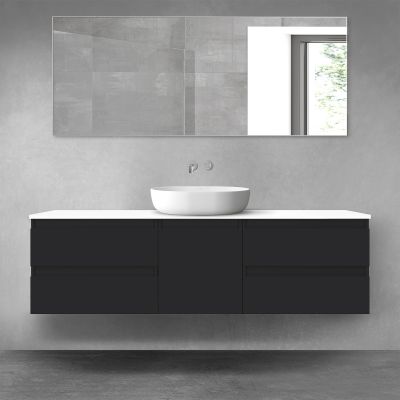 Oltens Vernal zestaw mebli łazienkowych 160 cm z blatem czarny mat/biały połysk 68401700