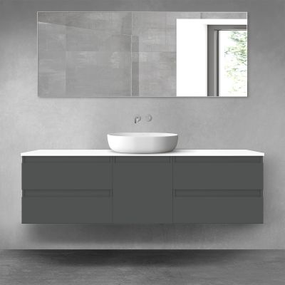 Oltens Vernal zestaw mebli łazienkowych 160 cm z blatem grafit mat/biały połysk 68405400
