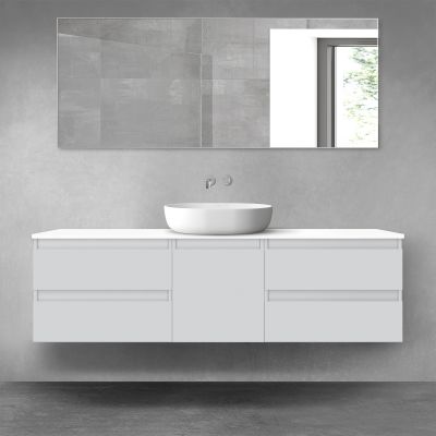Oltens Vernal zestaw mebli łazienkowych 160 cm z blatem szary mat/biały połysk 68405700