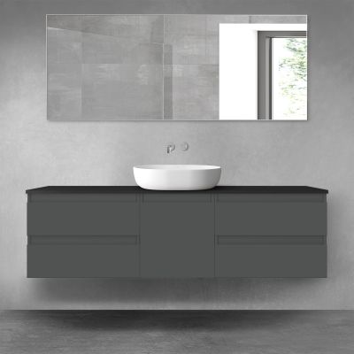Oltens Vernal zestaw mebli łazienkowych 160 cm z blatem grafit mat/czarny mat 68406400