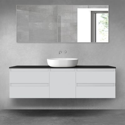 Oltens Vernal zestaw mebli łazienkowych 160 cm z blatem szary mat/czarny mat 68406700