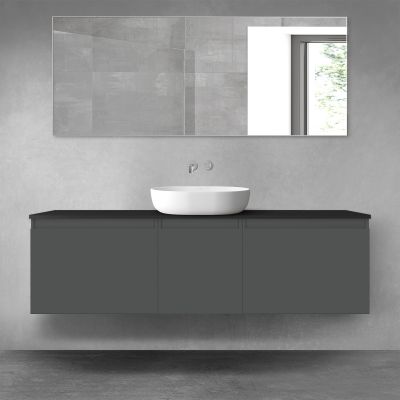 Oltens Vernal zestaw mebli łazienkowych 160 cm z blatem grafit mat/czarny mat 68418400