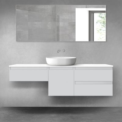 Oltens Vernal zestaw mebli łazienkowych 160 cm z blatem szary mat/biały połysk 68428700